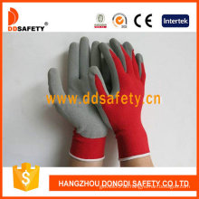 Rotes Nylon mit grauem Latex-Handschuh-Dnl751